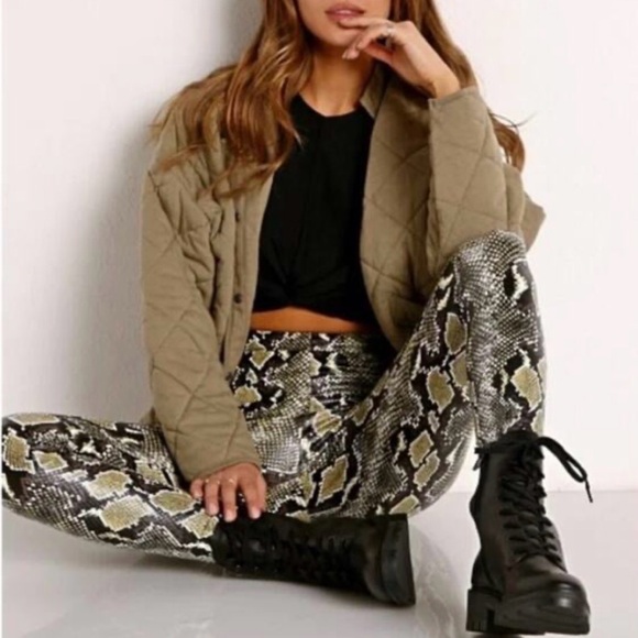 Commando Pants - NWOT Commando Neon Snake Print Faux Leather Leggings S High Rise Tummy Control